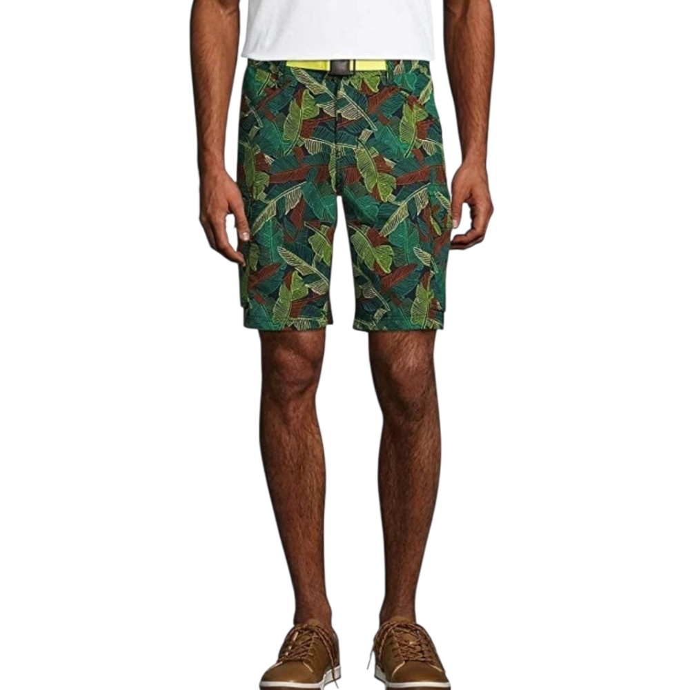 LANDS END outrigger green leaf tropical no liner swim trunks shorts L 36-38